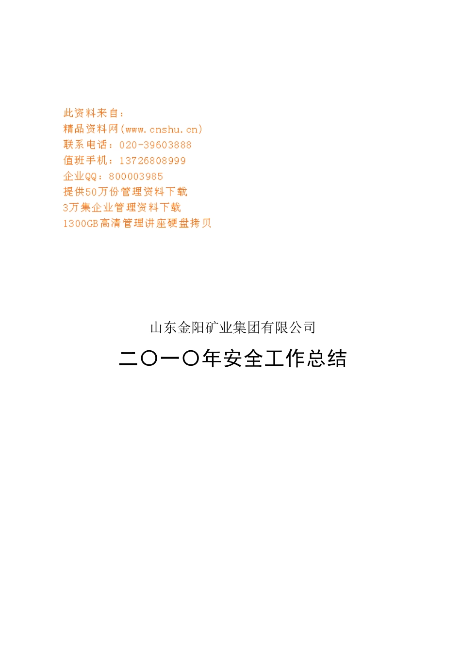 山东某公司年度安全工作总结_第1页