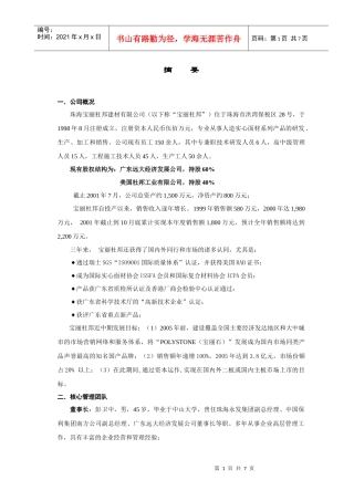 宝丽杜邦商业计划书