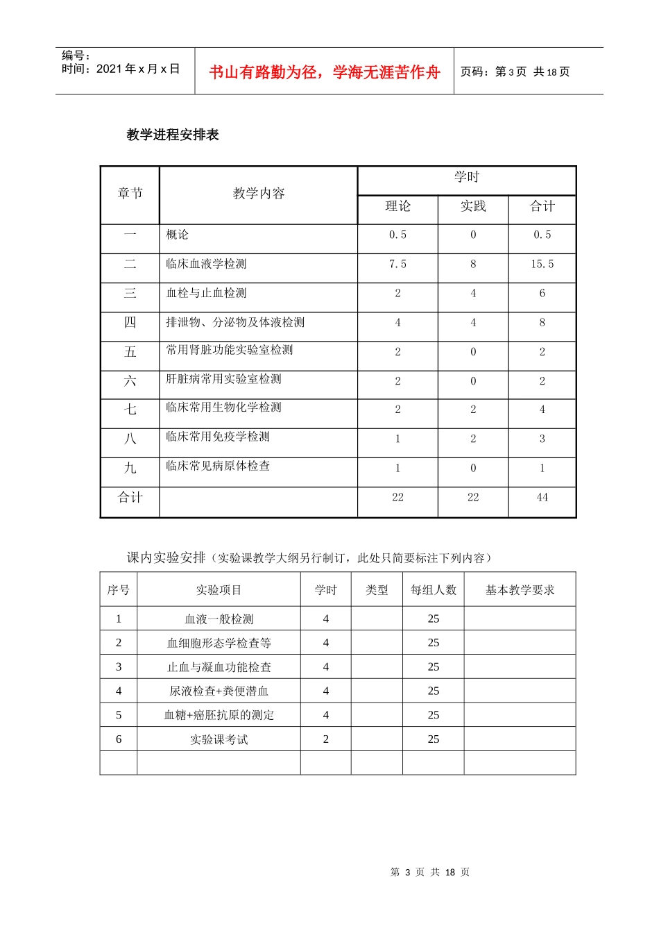 实验诊断学教学大纲_第3页