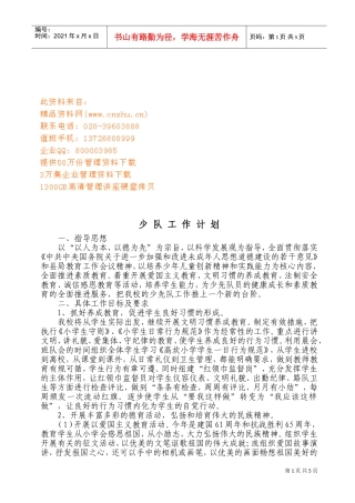 少队年度工作计划方案