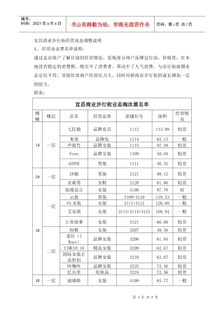宜昌商业步行街经营业态调整说明
