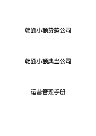 小额贷款运营管理手册(DOC106页)