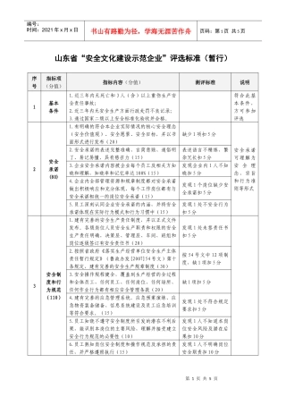 山东省安全文化建设示范企业评选标准(暂行)