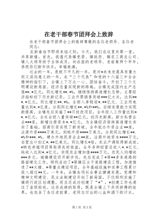 在老干部春节团拜会上演讲致辞