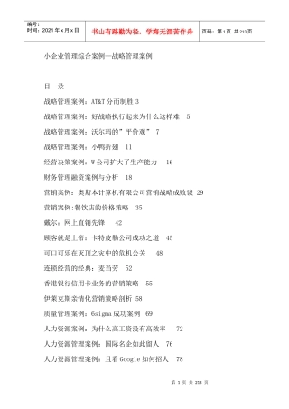 小企业管理综合案例—战略管理案例