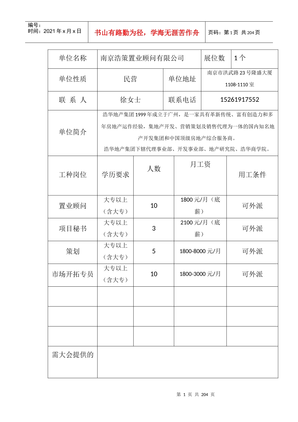 富有创造力和多年房地产运作经验集地产开发、营销_第1页