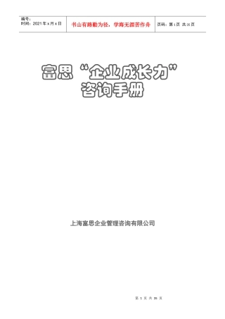 富思企业成长力咨询手册