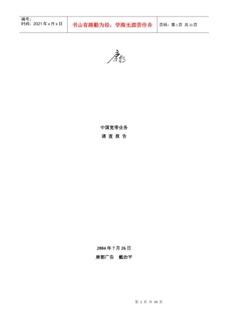 宽带业务调查报告