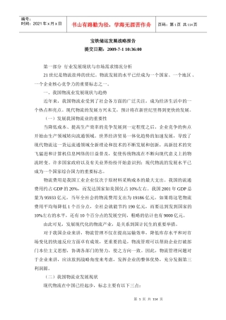 宝铁储运发展战略报告