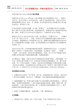 宝洁公司新产品上市公关策划案项目评估