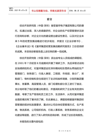 富祥集团管理咨询诊断报告