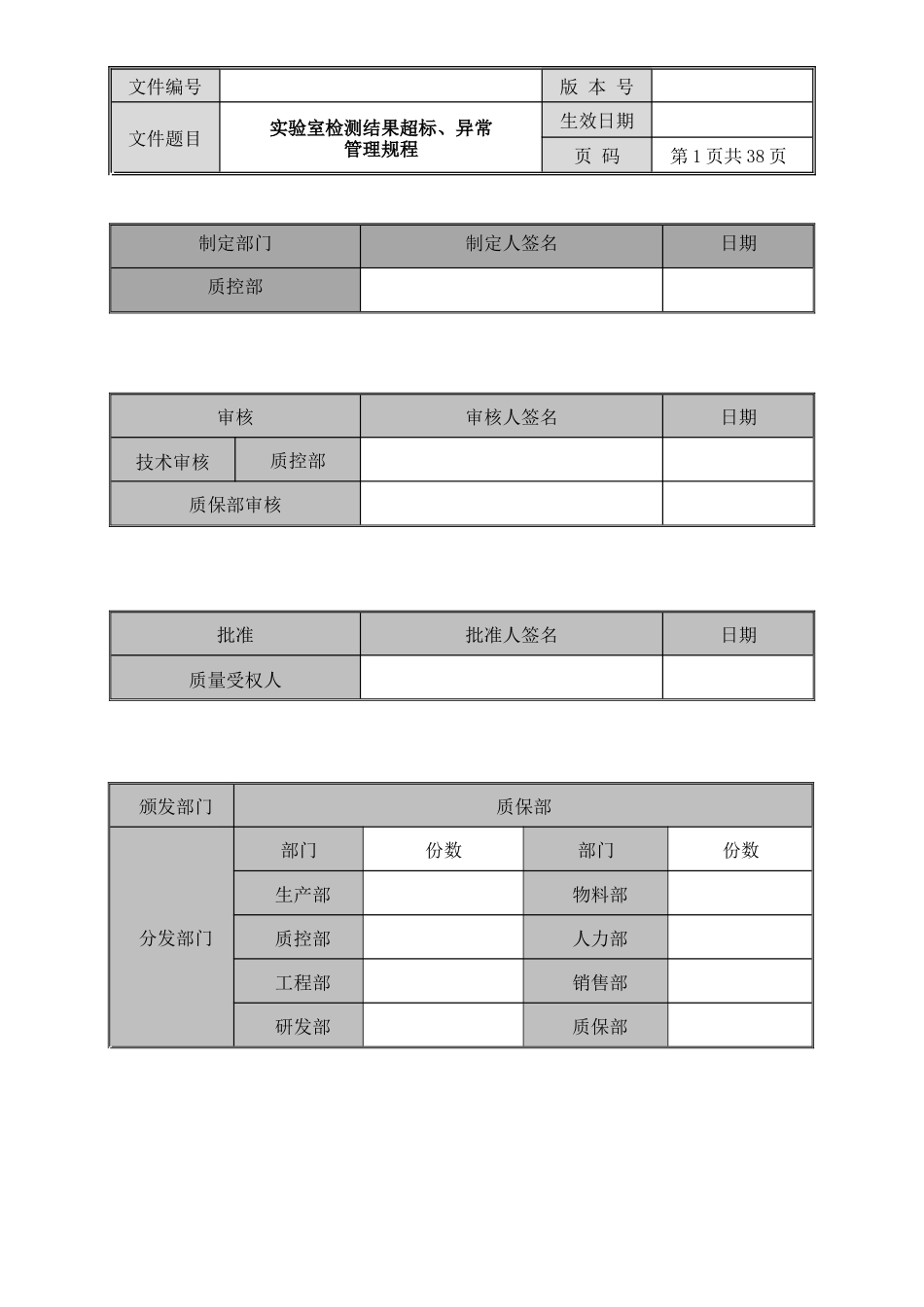 实验室检测结果超标、异常管理规程(OOS、OOT)_第1页