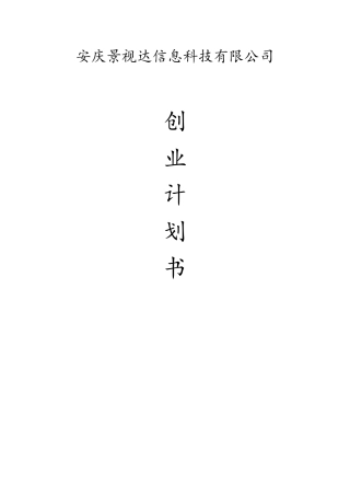 安庆景视达信息科技有限公司策划书1