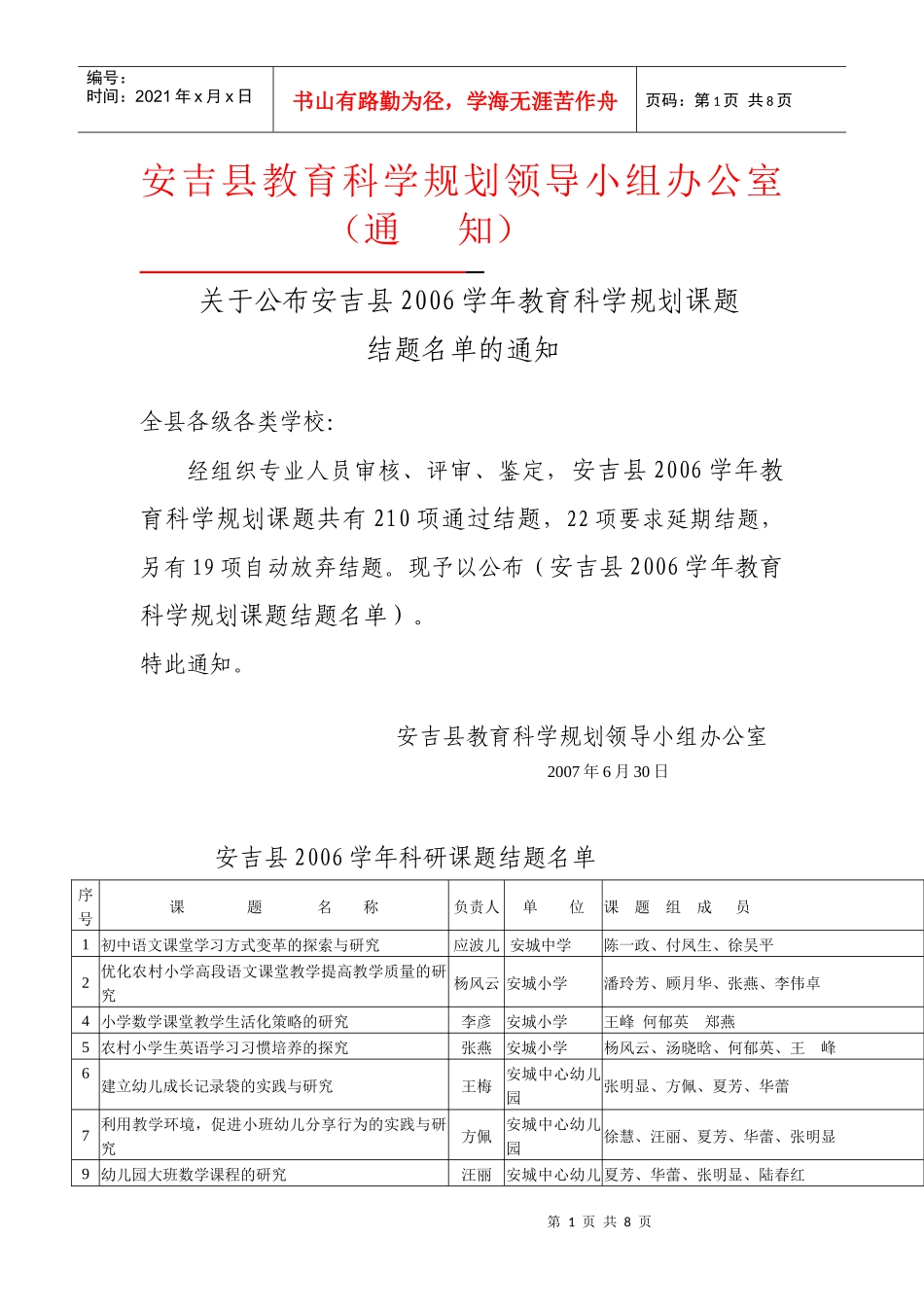 安吉县教育科学规划领导小组办公室(通_第1页