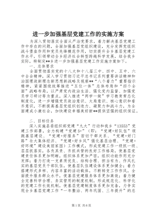 进一步加强基层党建工作的实施方案