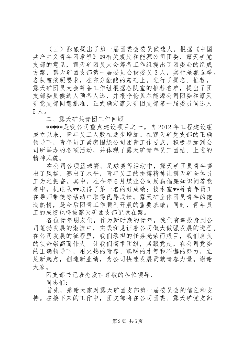 团支部书记在第一次大会上的发言稿_第2页