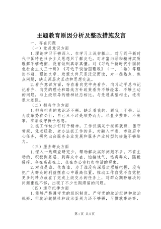 主题教育原因分析及整改措施发言稿