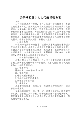 关于喀拉苏乡人大代表视察方案
