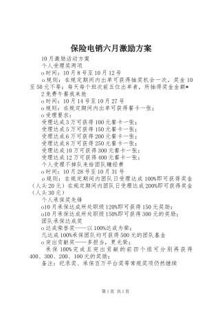 保险电销六月激励方案
