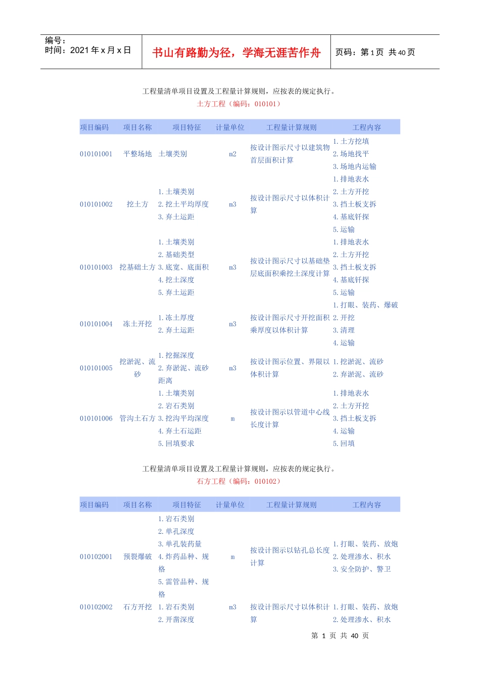 工程量清单项目设置及工程量计算规则教材_第1页