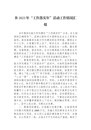 乡2023年“工作落实年”活动工作情况汇报