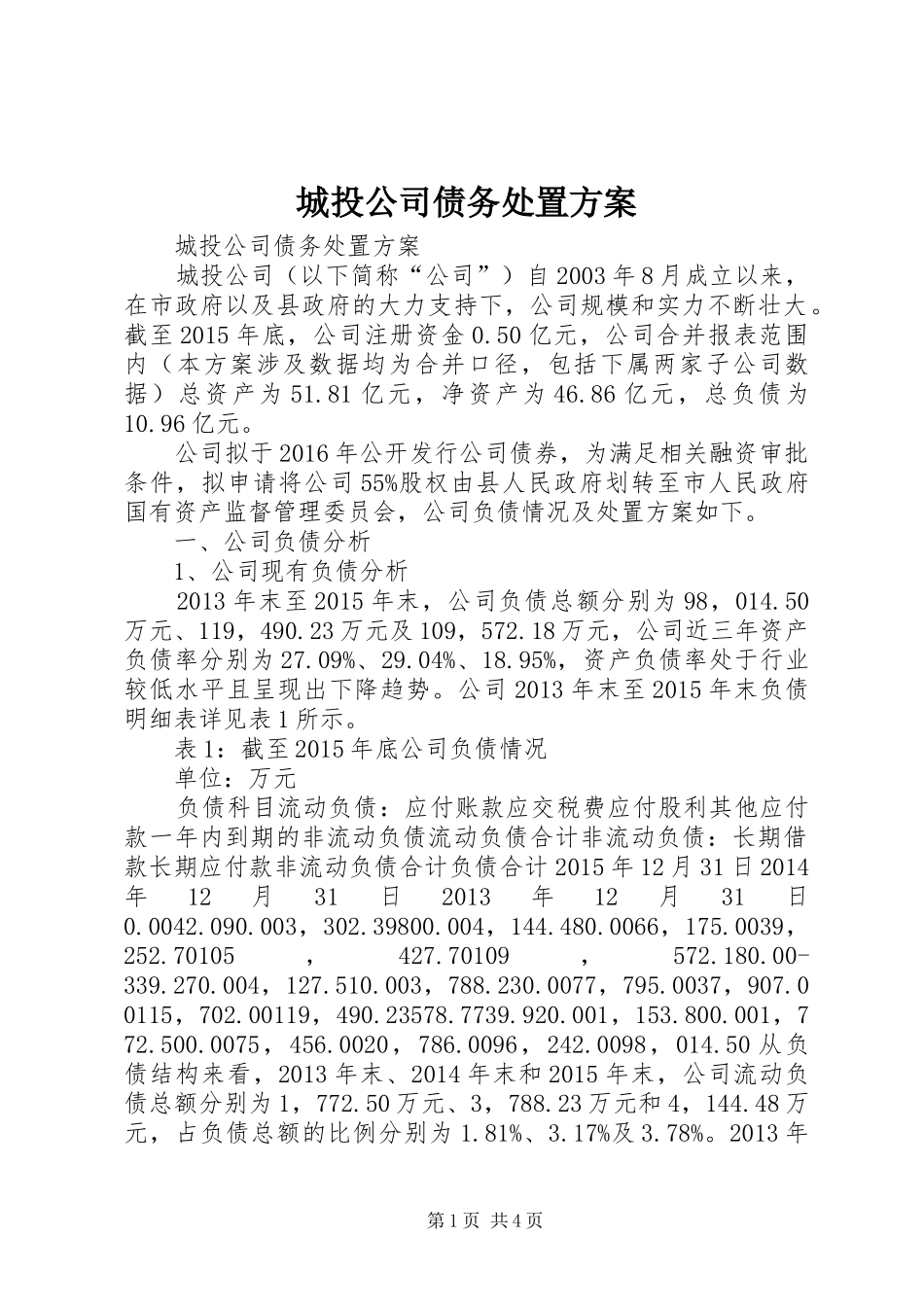 城投公司债务处置方案_第1页