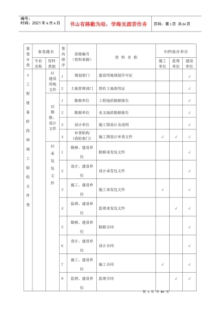 山西省建筑工程施工资料管理规程表