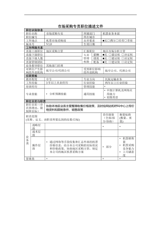市场采购专员岗位说明书