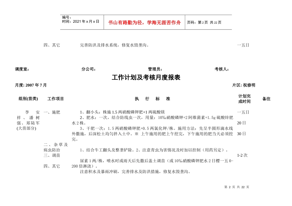 工作计划与考核月度报表_第2页