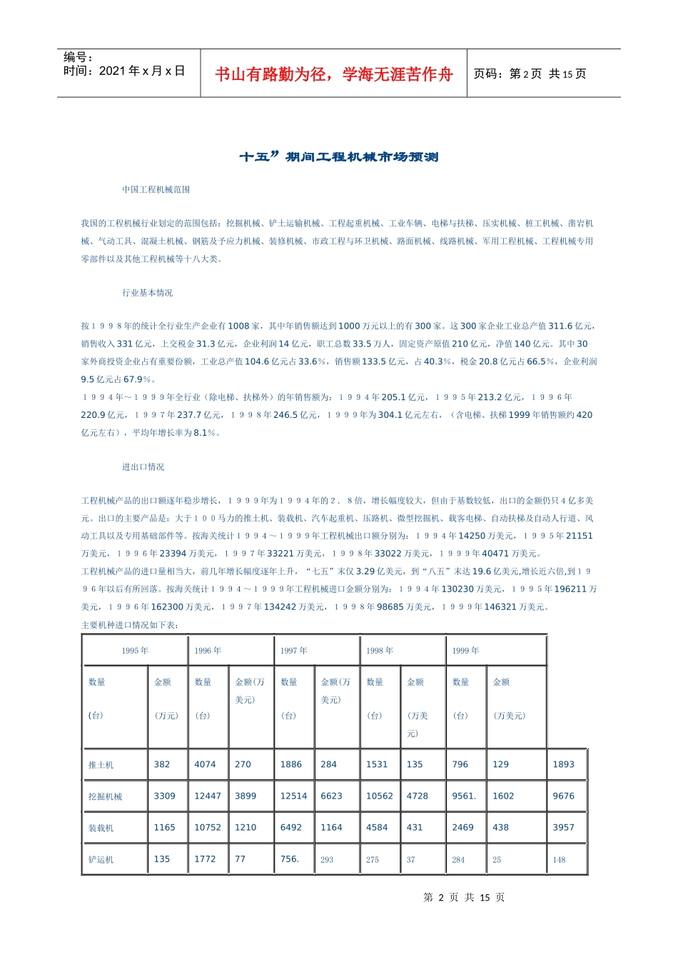 工程机械行业某年度形势预测分析报告_第2页