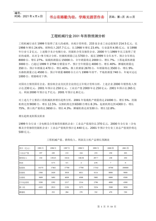 工程机械行业某年度形势预测分析报告