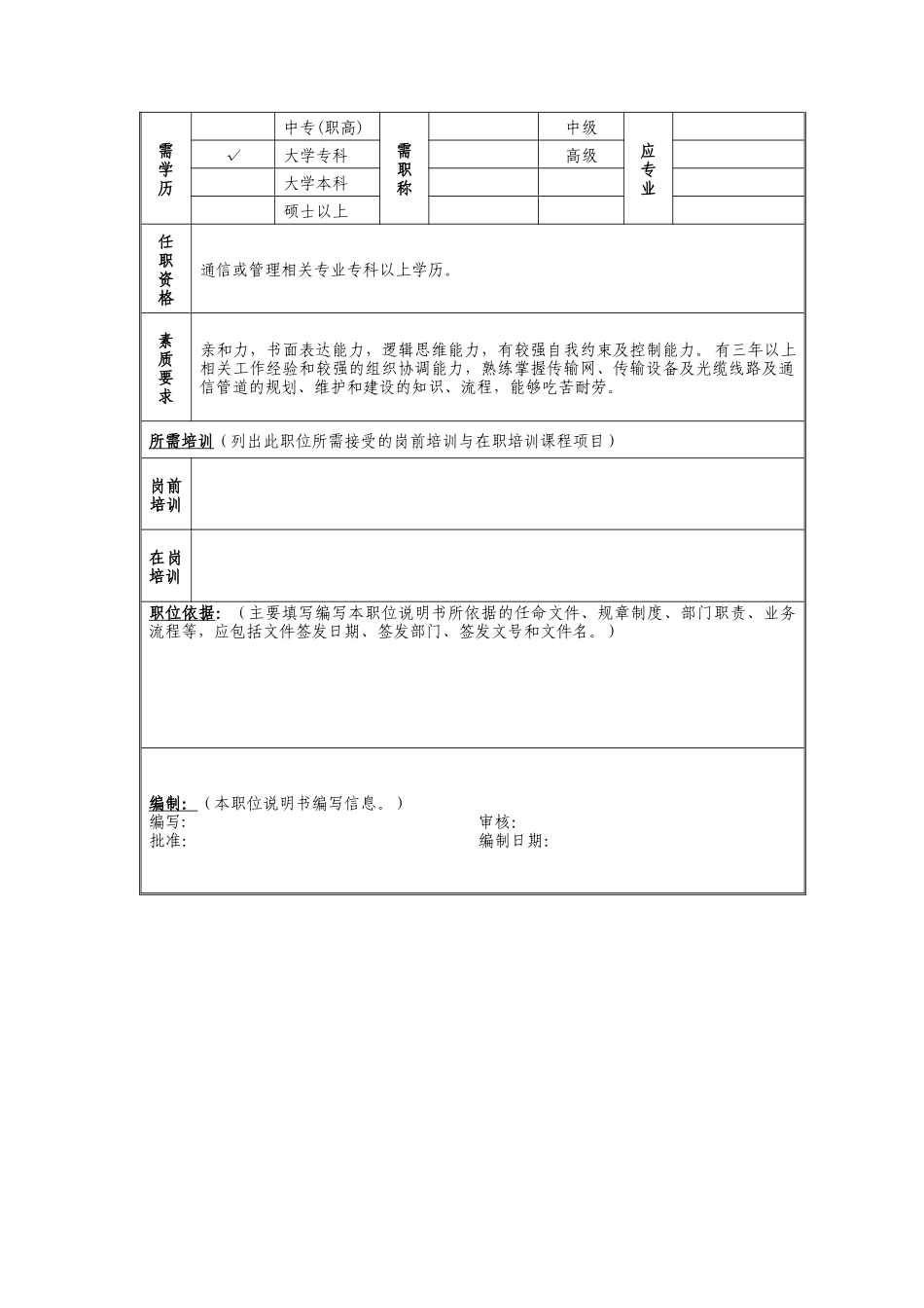 工程物资采购管理岗位说明书_第2页