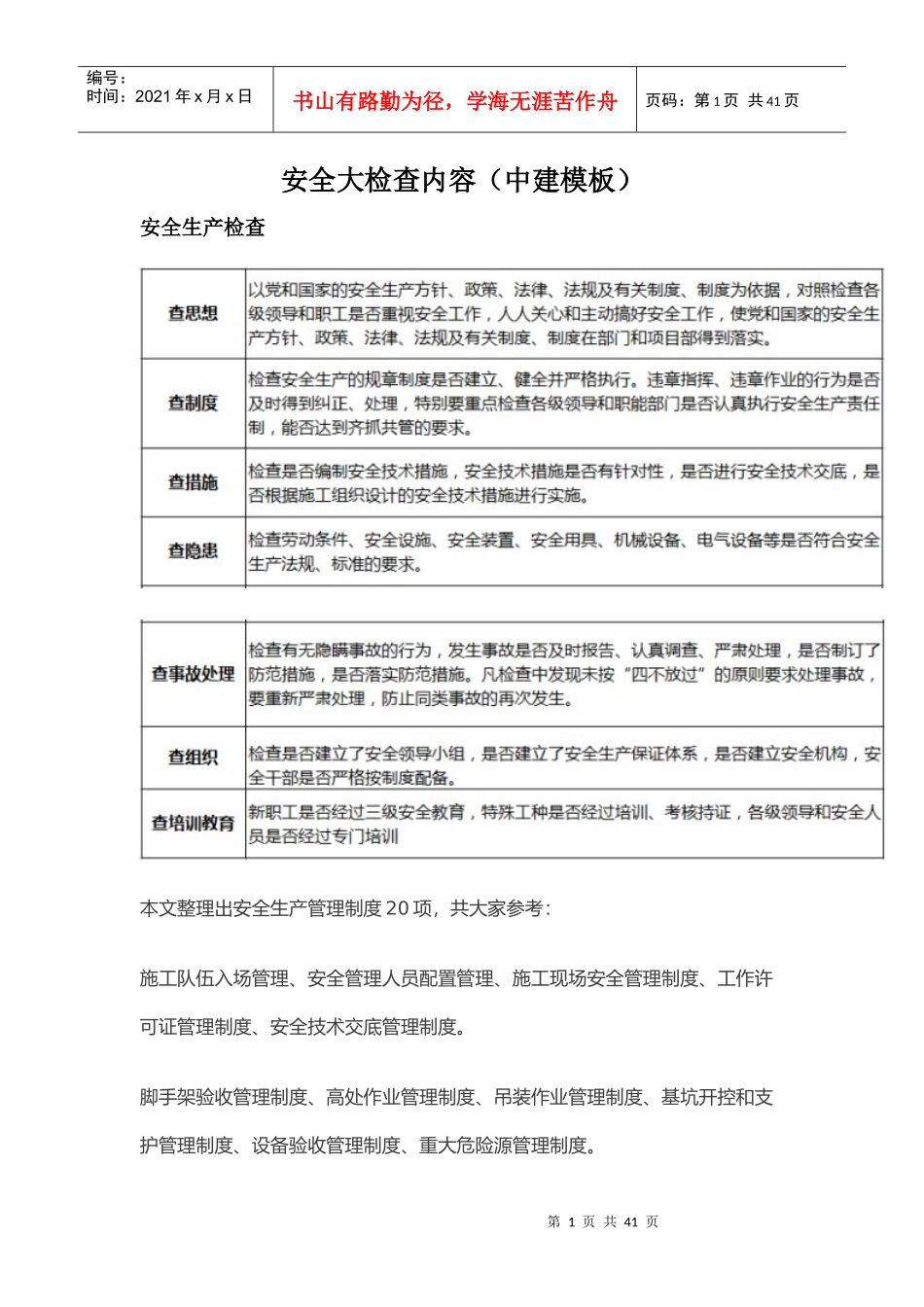 工地综合大检内容(中建模板)_第1页