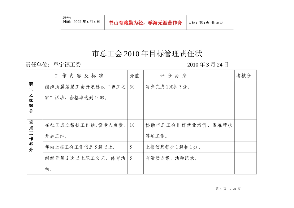 市总工会XXXX年目标管理责任状_第1页