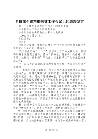 乡镇在全市精准扶贫工作会议上的表态发言稿