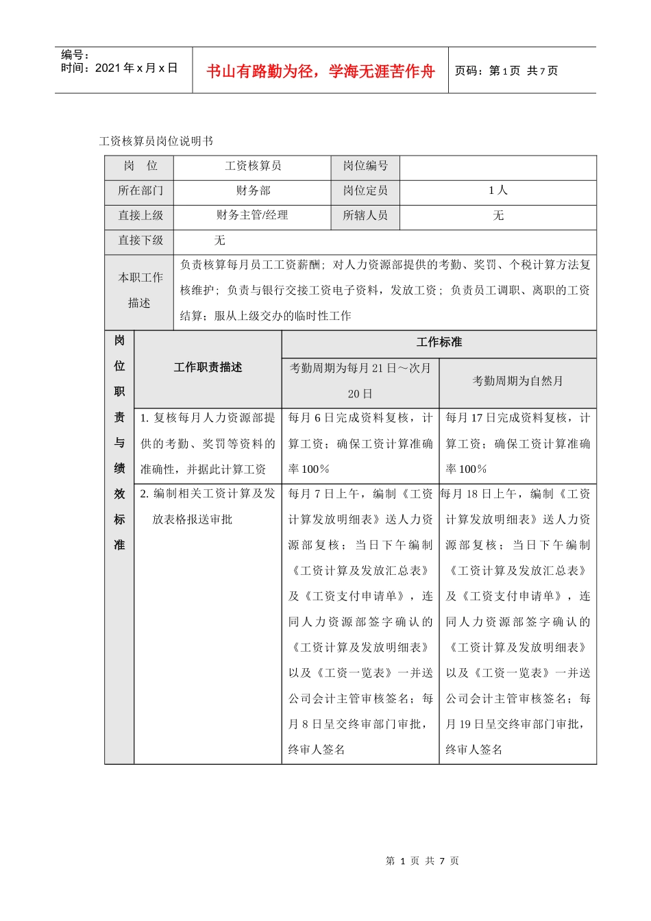 工资核算员岗位流程_第1页
