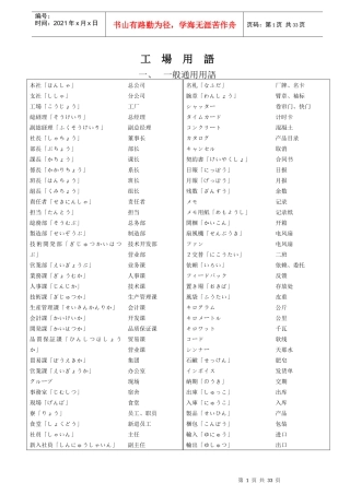 工厂用语(日语)