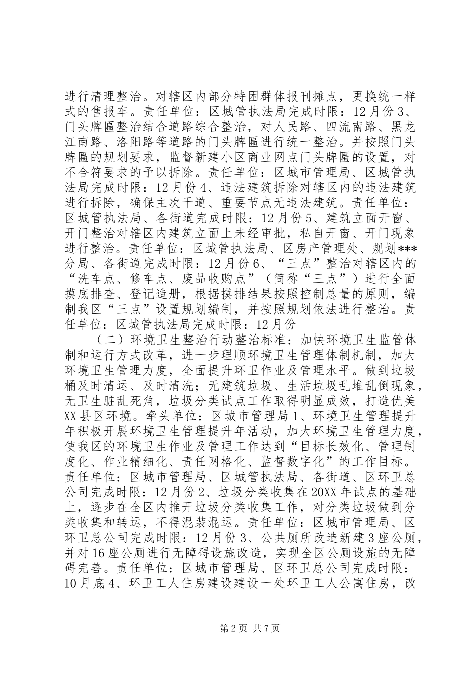 201X年市容环境十大整治行动工作方案_第2页