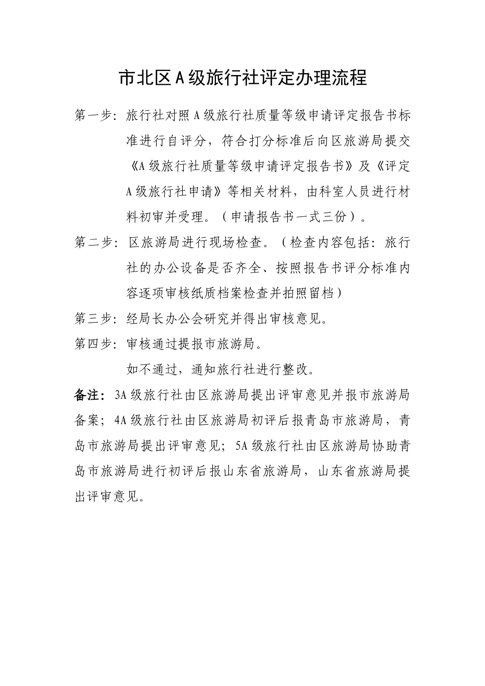 市北区a级旅行社评定办理流程及所需资料_第1页