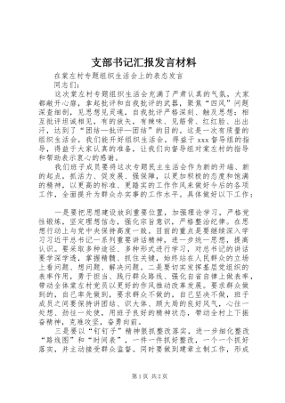 支部书记汇报发言材料提纲范文