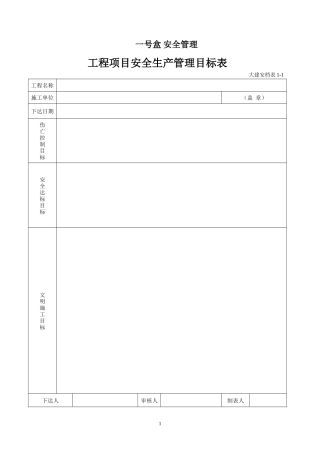 工程项目安全生产管理目标表