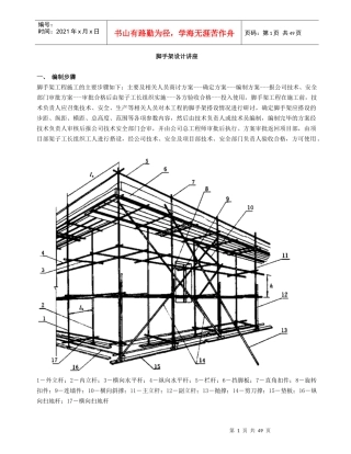 工地用落地、悬挑、双管式脚手架讲座