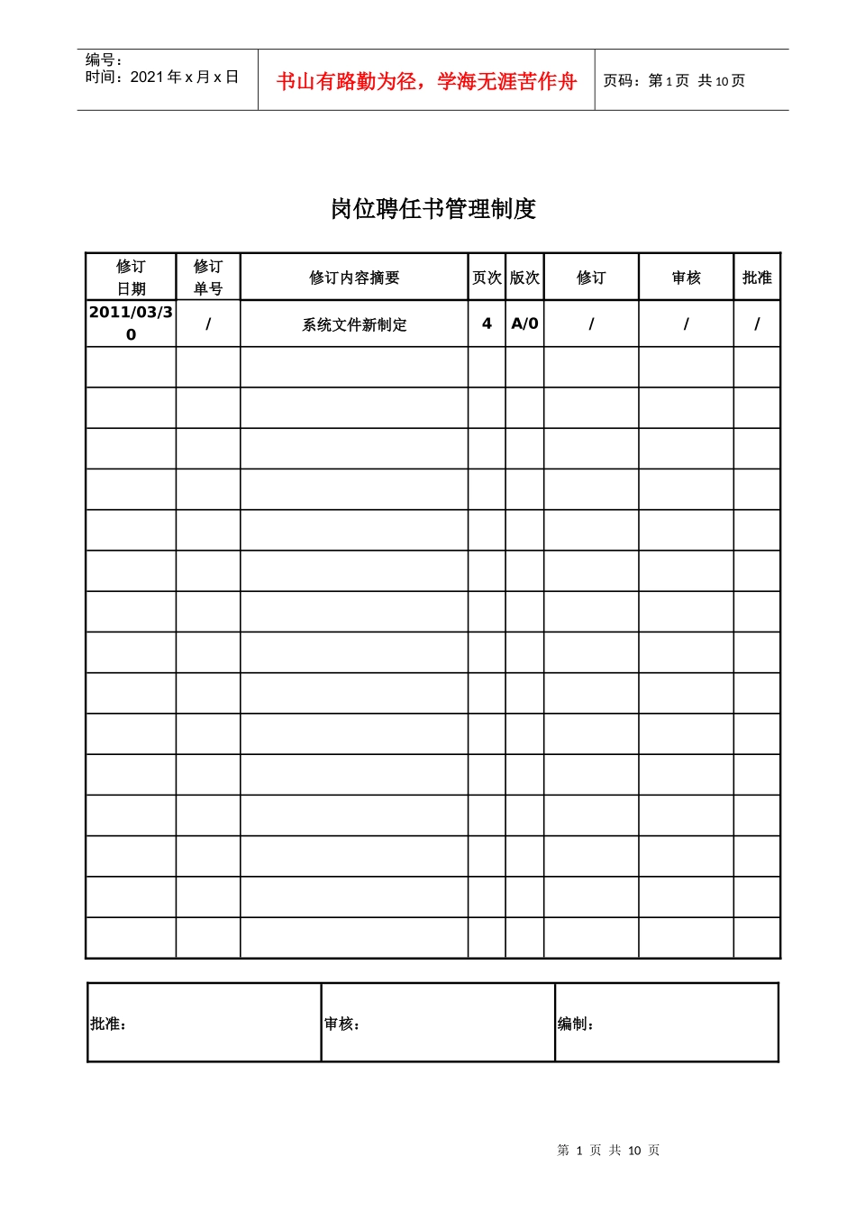 岗位聘任书管理制度_第1页