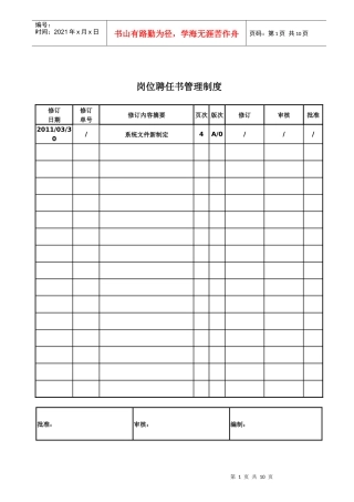 岗位聘任书管理制度