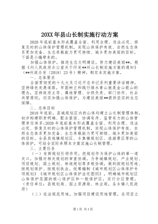 20XX年县山长制实施行动方案