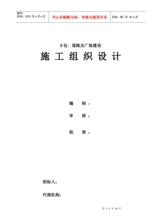 市政农村道路及广场建设项目街道办事处一事一议项目(B包)施工组织设计
