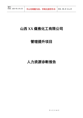 山西XX煤焦化工有限公司人力资源诊断报告