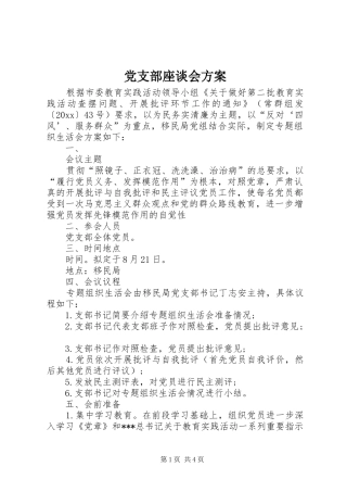 党支部座谈会方案