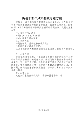 街道干部作风大整顿专题方案