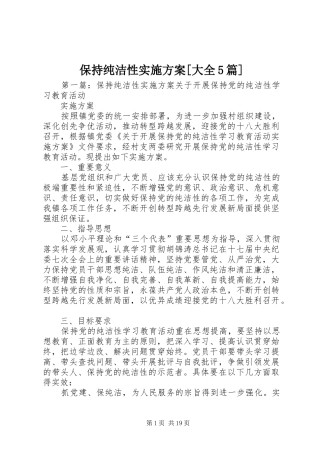 保持纯洁性实施方案[大全5篇]